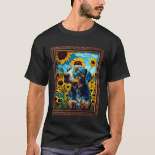 Camiseta Pintura do Leopardo Catahoula Flor do Girassol Mam