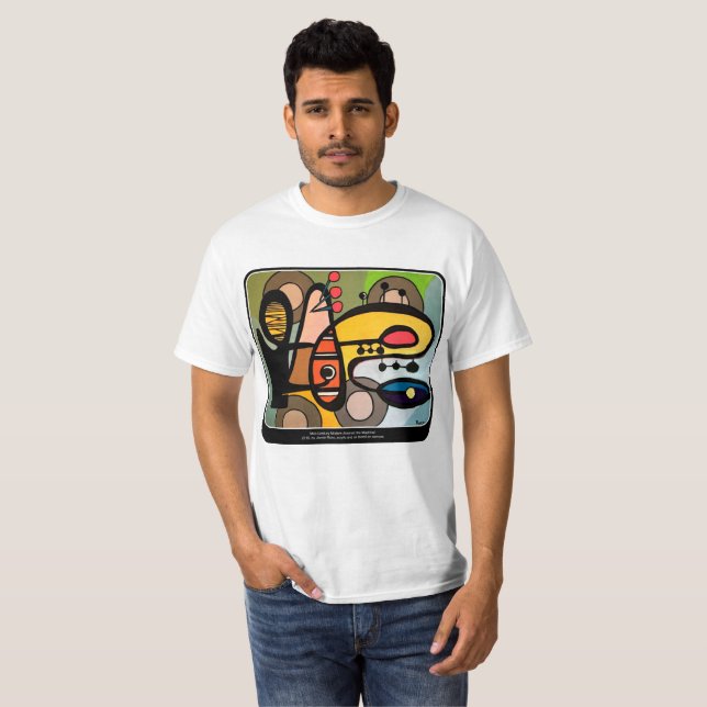 Camiseta Pintura do Médio do século moderno Abstrato da máq (Frente Completa)