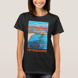 Camiseta Pintura do nascer do sol no oceano em 8-Bit por Al