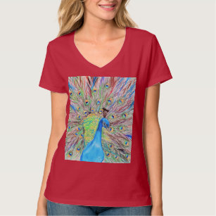Camiseta Pintura do Peacock de Aquarela