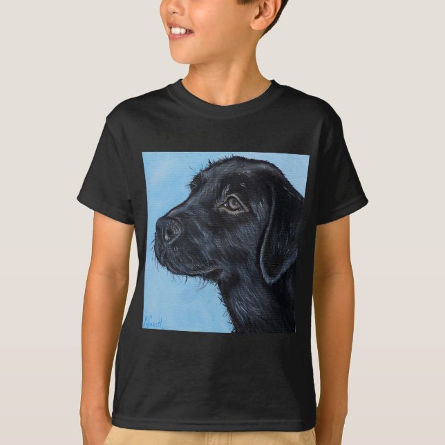 Camiseta Pintura do Puppy Labrador Preto (Frente)