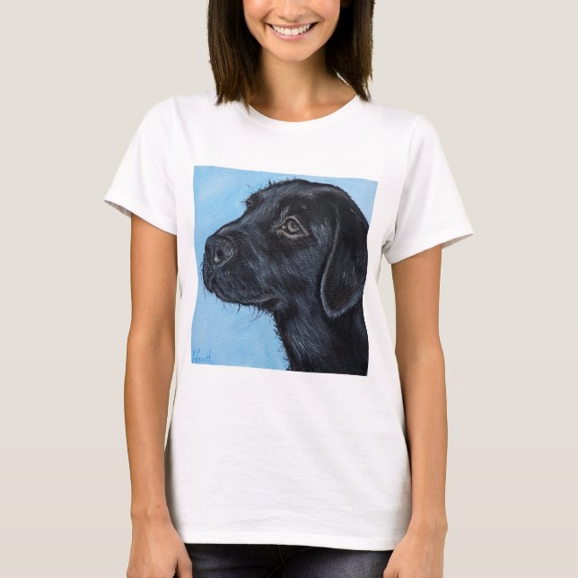 Camiseta Pintura do Puppy Labrador Preto (Frente)