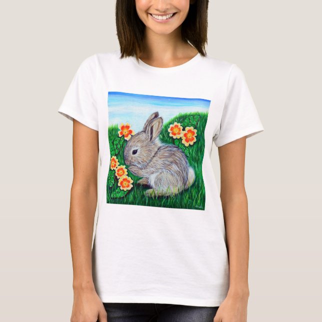 Camiseta Pintura do Rabbit Springtime (Frente)