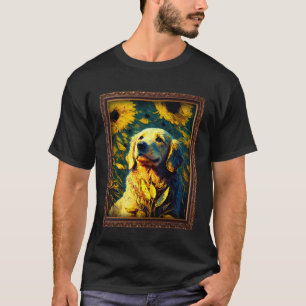 Camiseta Pintura do Retriever Basset Flor de Girassol Mãe M
