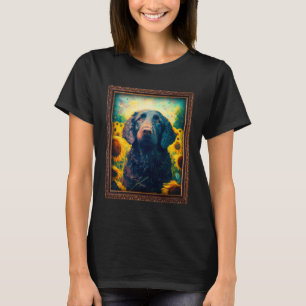 Camiseta Pintura do Retriever revestida Curva Flor de Giras