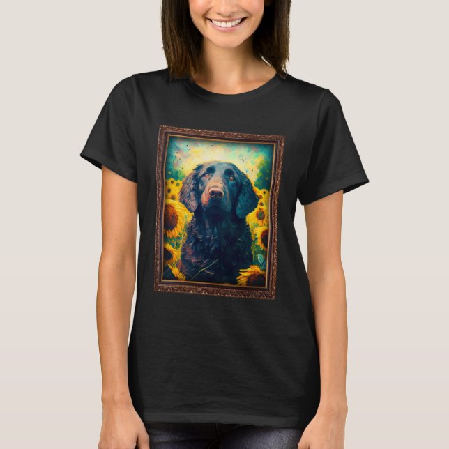 Camiseta Pintura do Retriever revestida Curva Flor de Giras (Frente)
