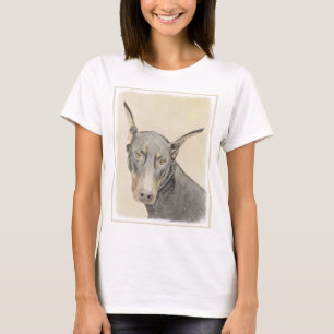 Camiseta Pintura Doberman Pinscher - Arte Original para Cac