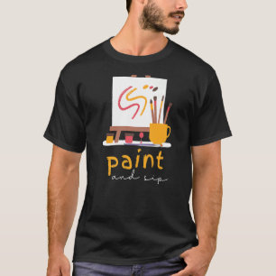 Camiseta Pintura e Bebendo de Vinho de Festa Sip Pintura Ar