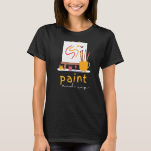 Camiseta Pintura e Bebendo de Vinho de Festa Sip Pintura Ar