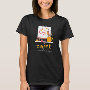 Camiseta Pintura e Bebendo de Vinho de Festa Sip Pintura Ar