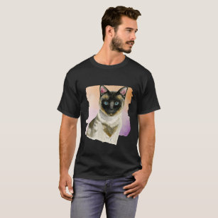 Camiseta Pintura elegante da aguarela do gato Siamese do