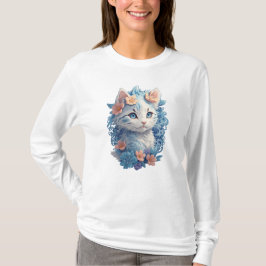 Camiseta Pintura em Aquarela de Gato Gato Gato Giro com Abe