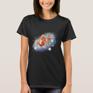 Camiseta Pintura em Aquarela de Peixe Dourado com Olhos de