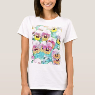 Camiseta Pintura em aquarela de pincéis brancos cor-de-ros