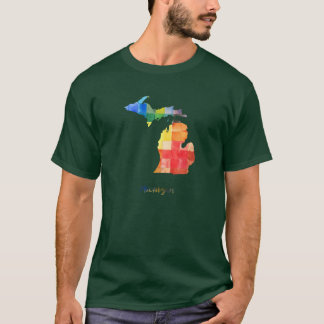 Camiseta Pintura em Aquarela do Mapa de Michigan