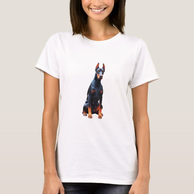 Camiseta Pintura em Aquarela Doberman Dog (Frente)