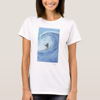 Camiseta Pintura em Aquarela Única do Surfista Feminino
