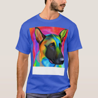 Camiseta Pintura em arco-íris de porco belga Malinois