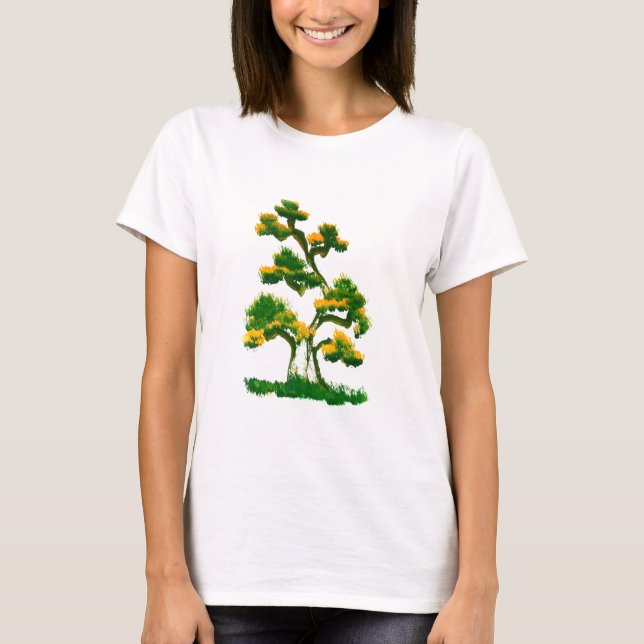Camiseta Pintura em árvore por elefante (Frente)