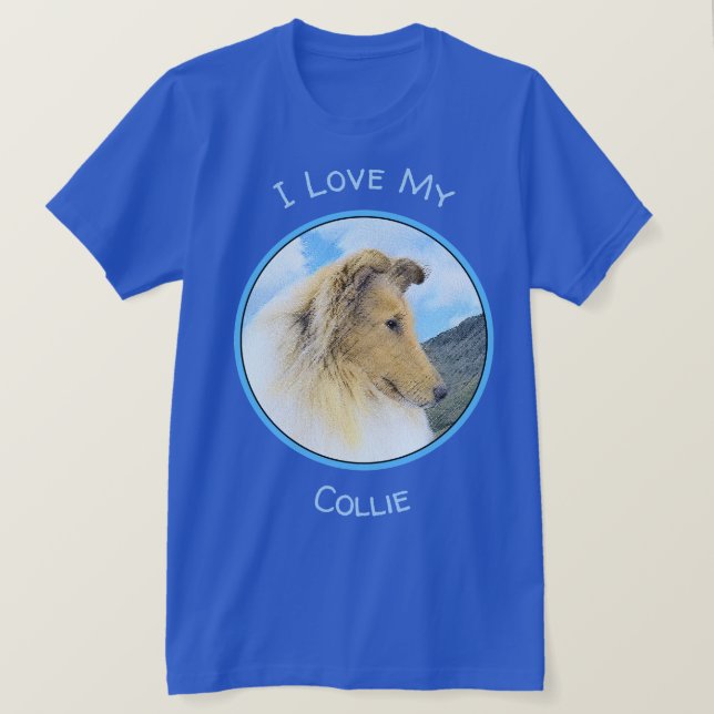 Camiseta Pintura em Collie, em Montanhas (Rough) - Arte Can (Frente do Design)
