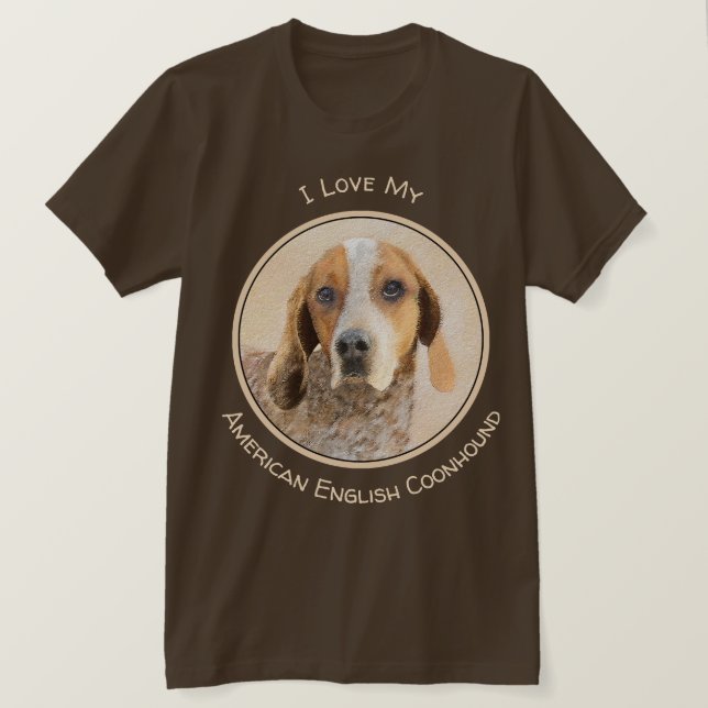 Camiseta Pintura em Coonhound Inglês Americano - Arte Canin (Frente do Design)