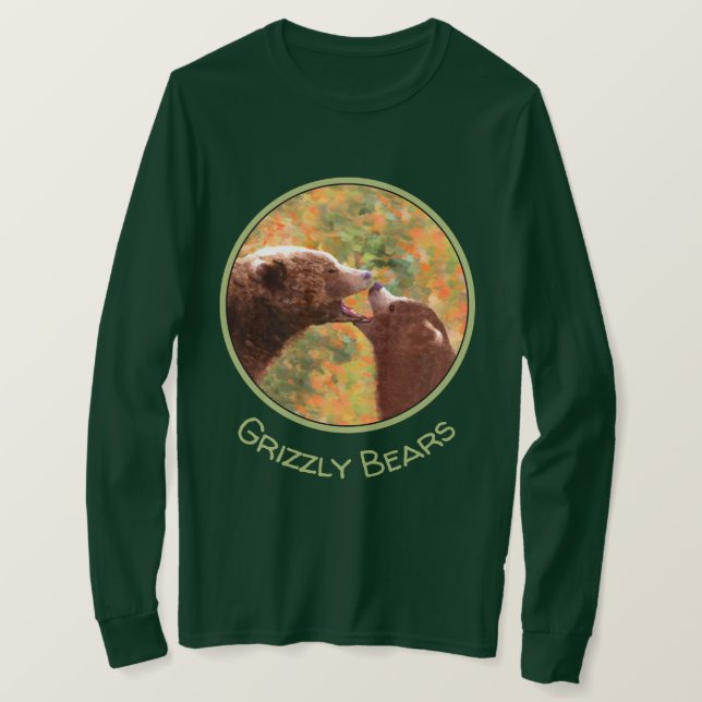 Camiseta Pintura em Cubo e Mãe de Urso Grizzly - Arte da Vi (Frente do Design)