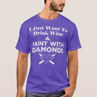 Camiseta Pintura Em Diamante E Arranjo De Bebendos De Vinho