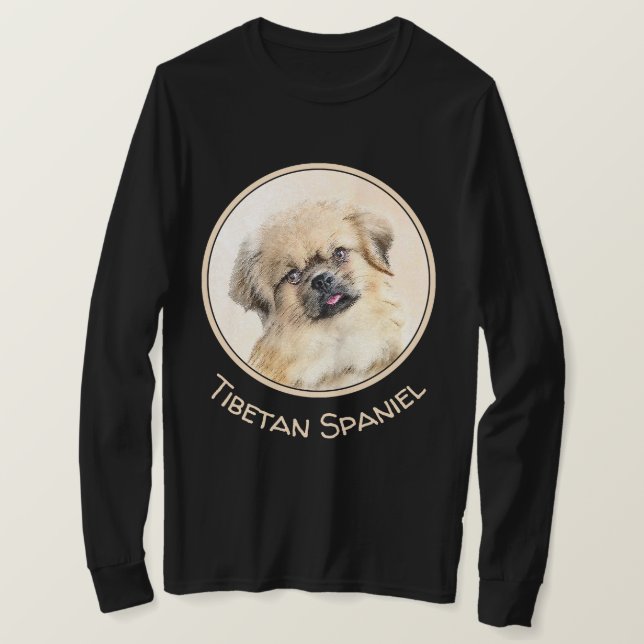 Camiseta Pintura em espanhol tibetano - Arte canina origina (Frente do Design)