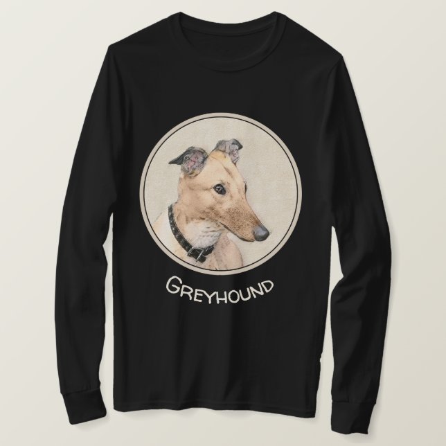 Camiseta Pintura em Greyhound - Arte em Cachorro Original (Frente do Design)