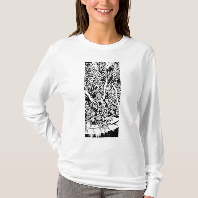 Camiseta Pintura em grupo noturno mais negras - preto e bra (Frente)