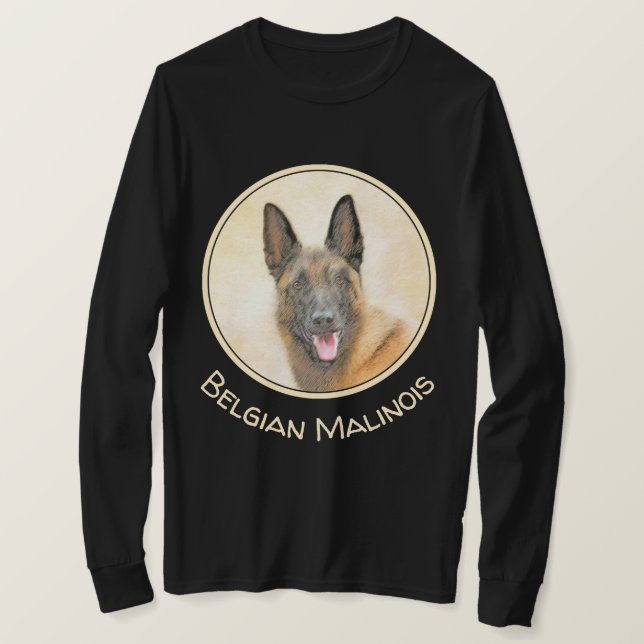Camiseta Pintura em Malinois Belga - Arte Cachorra Original (Frente do Design)