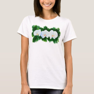 Camiseta Pintura em orquídea branca