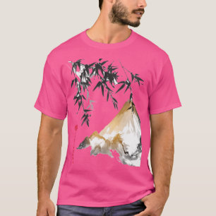 Camiseta Pintura em Tinta Chinesa - Paisagem Montanha com B