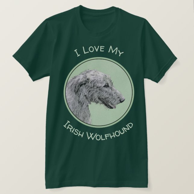 Camiseta Pintura em Wolfhound Irlandês - Arte em Cachorro O (Frente do Design)