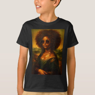 Camiseta Pintura engraçada da mona lisa afro-americana arte