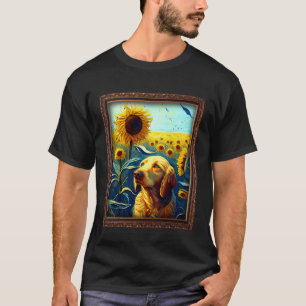 Camiseta Pintura engraçada do Basset Retriever girassol flo