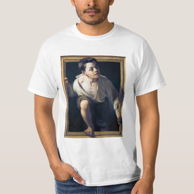 Camiseta Pintura "Escapando de la crítica" Trampantojo Art (Frente)