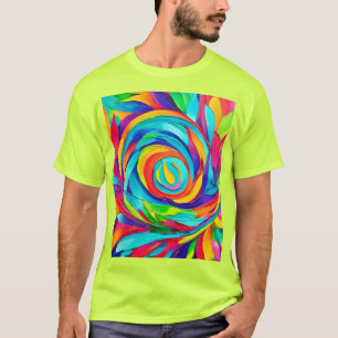 Camiseta Pintura Espiral Floral Psicodélica Vibrante