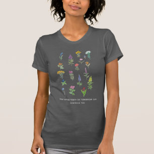 Camiseta Pintura floral em aquarela com citação