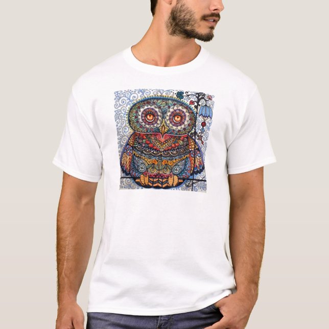 Camiseta Pintura gráfica mágica da coruja (Frente)