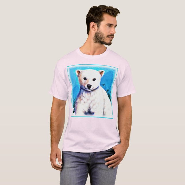 Camiseta Pintura impressionante de um Cubo de Urso Polar. C (Frente Completa)