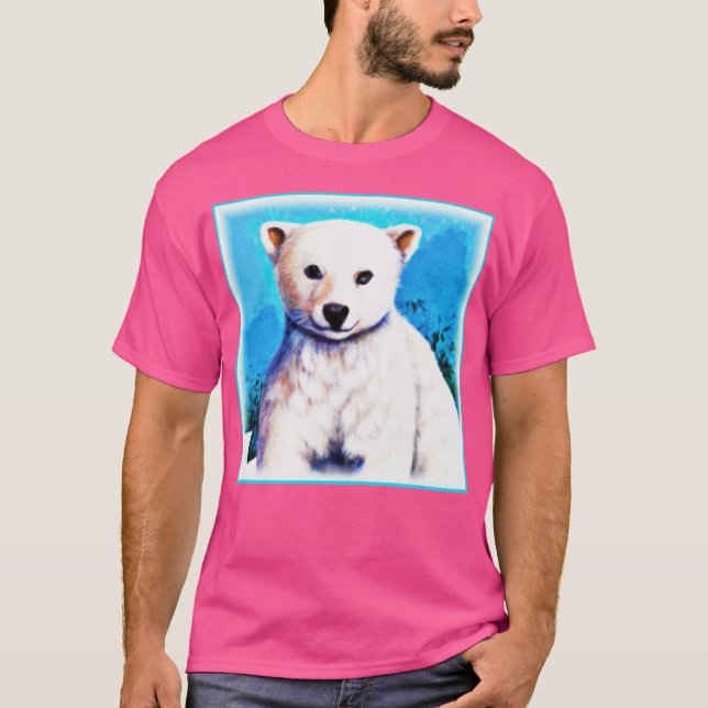 Camiseta Pintura impressionante de um Cubo de Urso Polar. C (Frente)