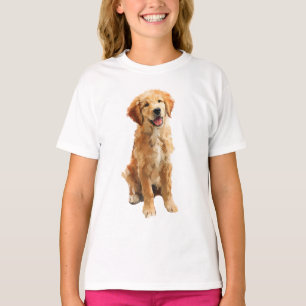 Camiseta Pintura Impressionista de Filhote de Golden Retrie