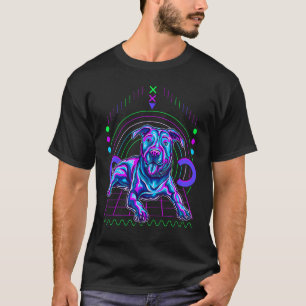 Camiseta Pintura Incrível de Pitbull Sentado Pitbulls Cães