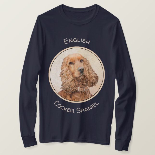 Camiseta Pintura Inglesa em Cocker Spaniel - Arte Original  (Frente do Design)