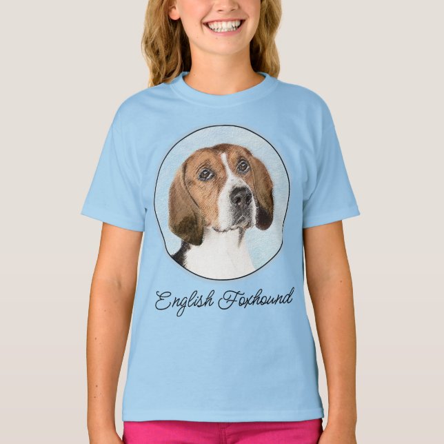 Camiseta Pintura Inglesa em Foxhound - Arte Cachorro Origin (Frente)