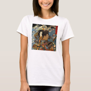 Camiseta Pintura japonesa do samurai de Ukiyo-e do vintage