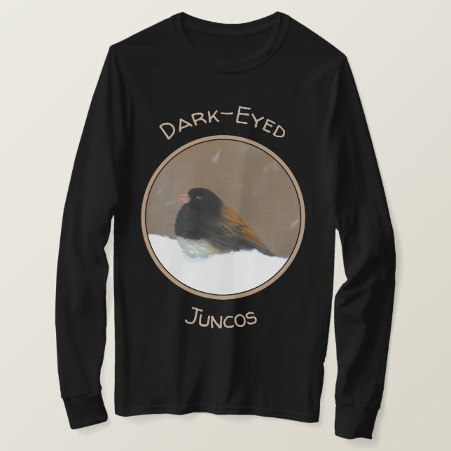 Camiseta Pintura Junco De Olhos Escuros - Arte De Pássaro O (Frente do Design)