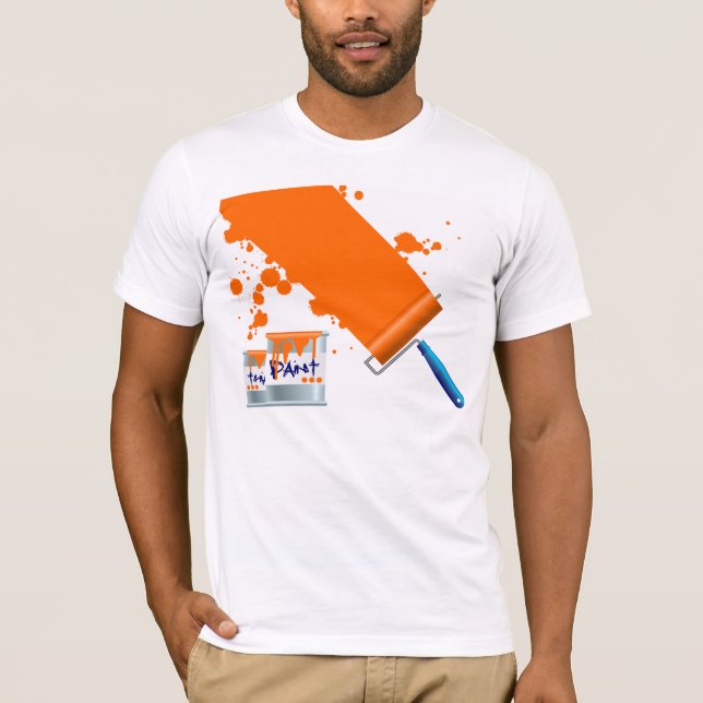 Camiseta Pintura Laranja Tinta Mens T-Shirt (Frente)