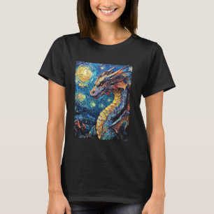 Camiseta Pintura Moderna Van Gogh Starry Night Dragon